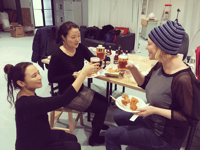 We sipped on Kloud, a German-style lager, and Hite, a pale lager. Both are made in South Korea.